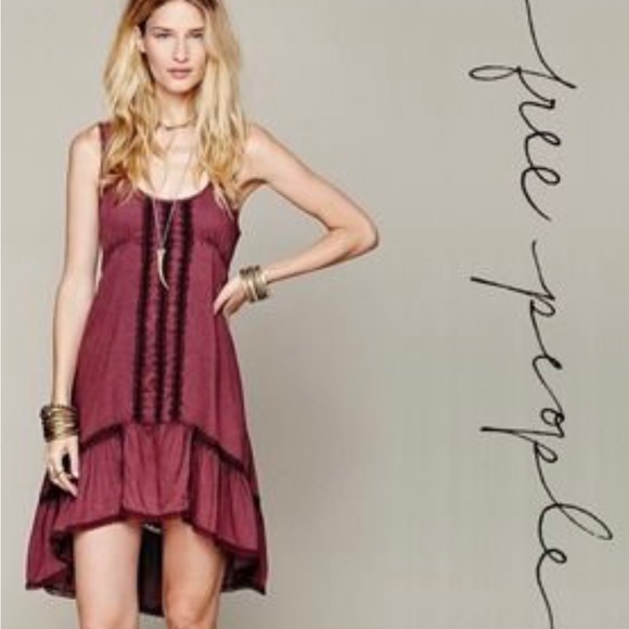 Free People Burgundy High Low Dress - Picture 1 of 8